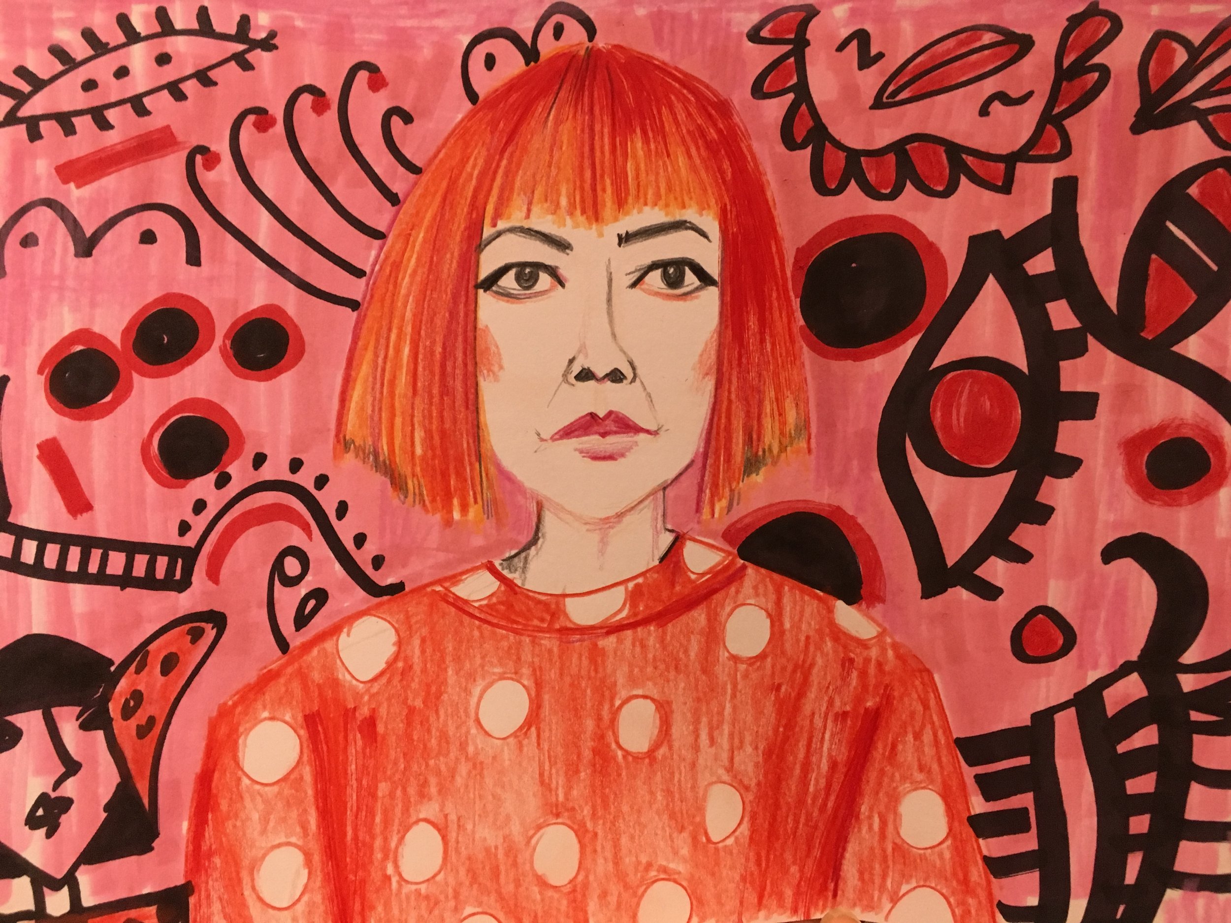 Week 2 Day 4: Draw something Kusama-inspired, or draw the woman herself!