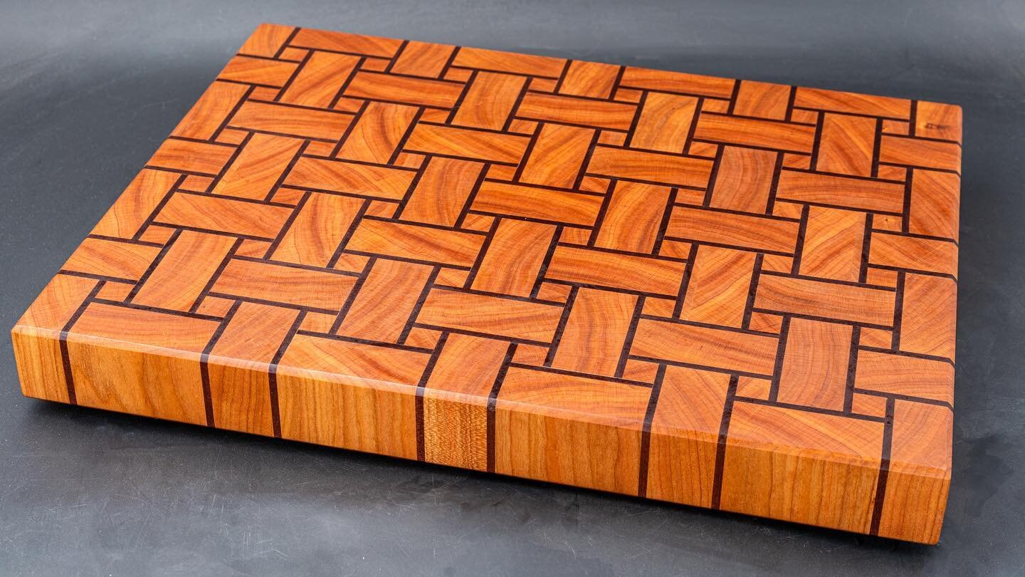Another basket weave board in the books.  This one is made from cherry and sapele and is about 18.5&rdquo; x 14.5&rdquo; x 2&rdquo;. I took a little extra time to film the process and will try my hand at editing a how-to video for those that are inte