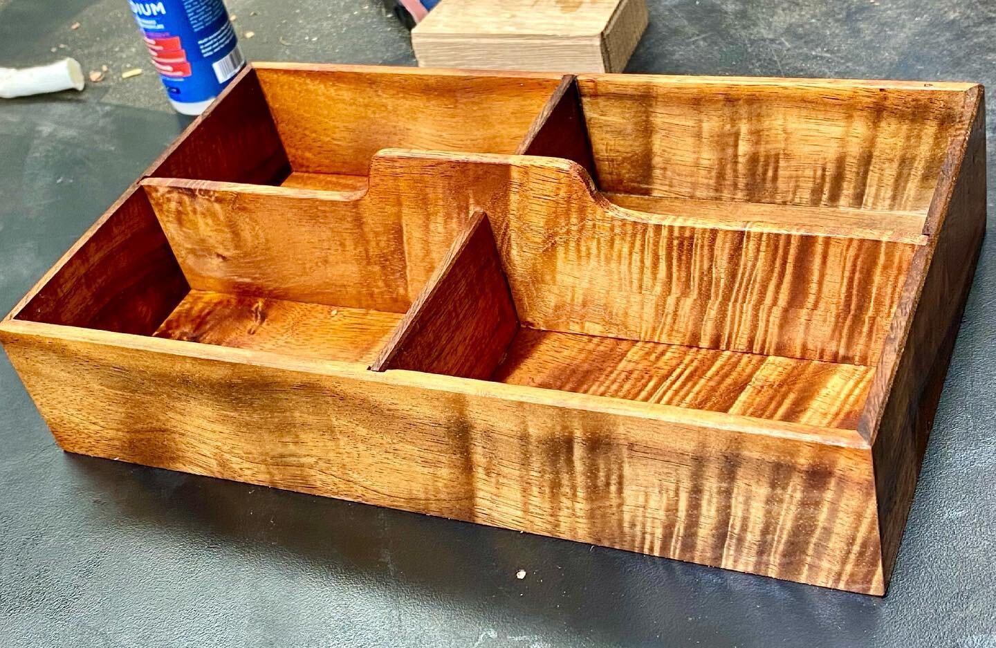 Sneak peek into the project that&rsquo;s in the finishing stage - this is a reclaimed Koa tray that will sit in a keepsake box made of Goncalo Alves (Tigerwood) sporting some brass bling.  I&rsquo;ve been filming the process and will be posting a vid