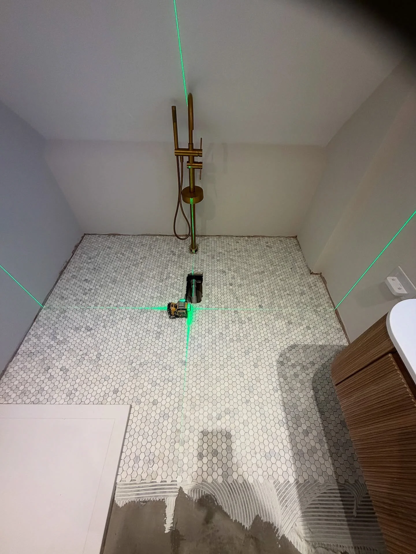 Marble hexagon floor underway #tiler #tiling #marble #hexagon #nottinghamtiler