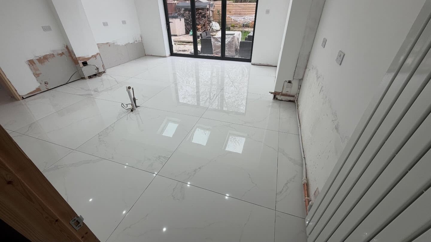 That&rsquo;s a wrap! 1200x1200 finished with a dark grey grout ready for a new kitchen and Utility! #tiler #tiling #tiles #tilework #nottinghamtiler