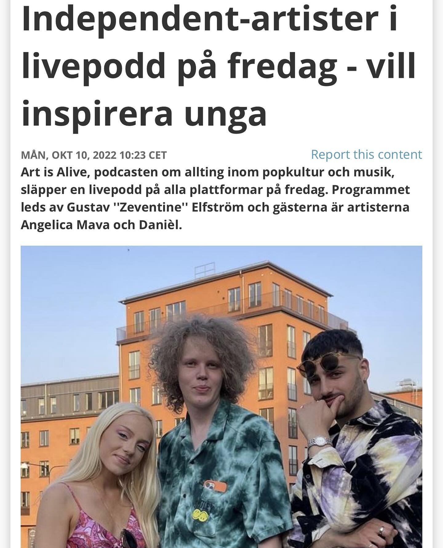 Efter ett uppeh&aring;ll &auml;r min podd Art is Alive &auml;ntligen tillbaka. Lyssna p&aring; min livepodd Art is a Live som kommer p&aring; fredag p&aring; Spotify och andra st&auml;llen n&auml;r jag intervjuar @daniel.lyssna och @angelicamava om s