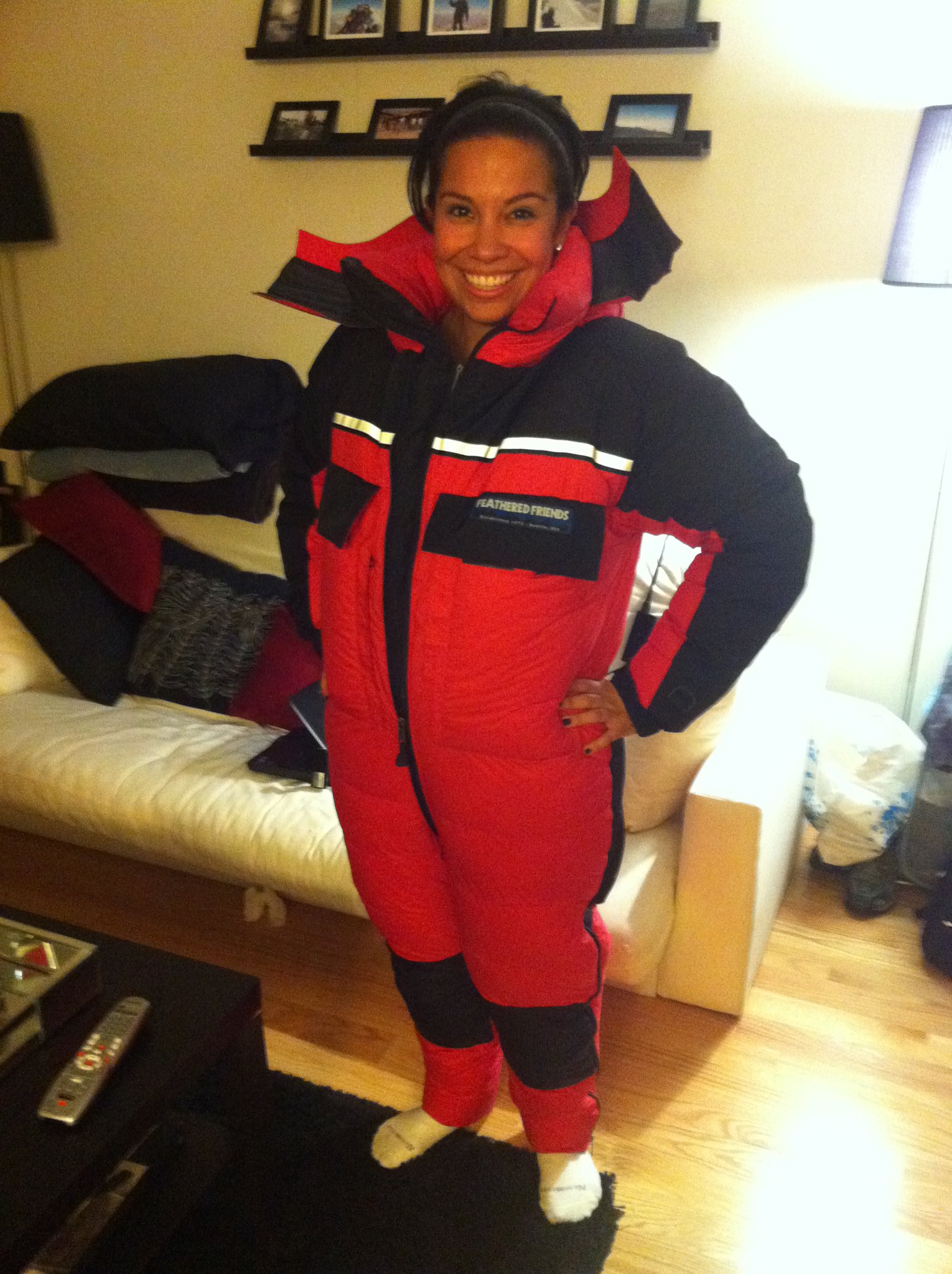The Down Suit Arrived! Me as a Marshmallow :)
