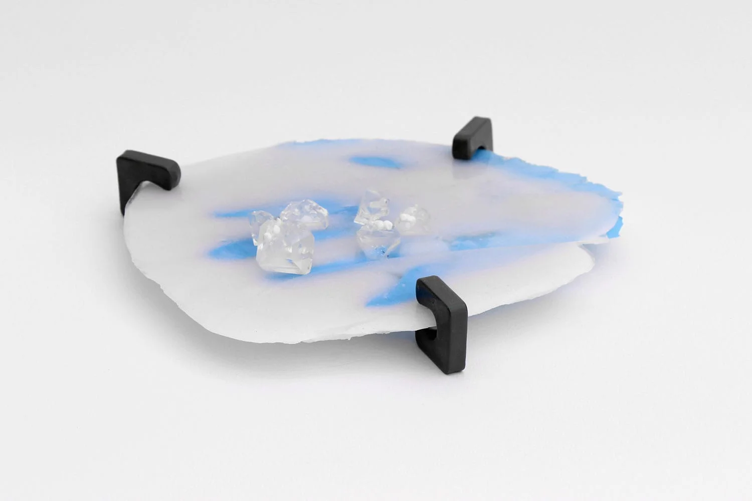 SP28, 2016, potassium alum, nitrile glove, resin, cotton flakes, foam, liquid rubber, styrofoam, 22 x 18 x 4 cm