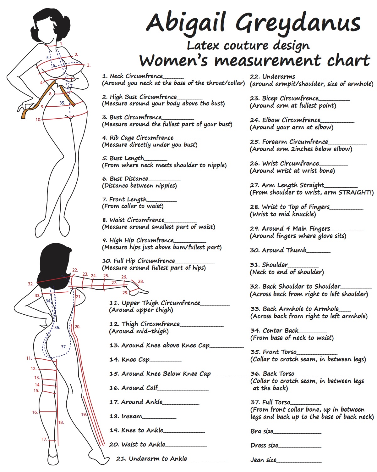 Waist To Knee Measurement Chart
