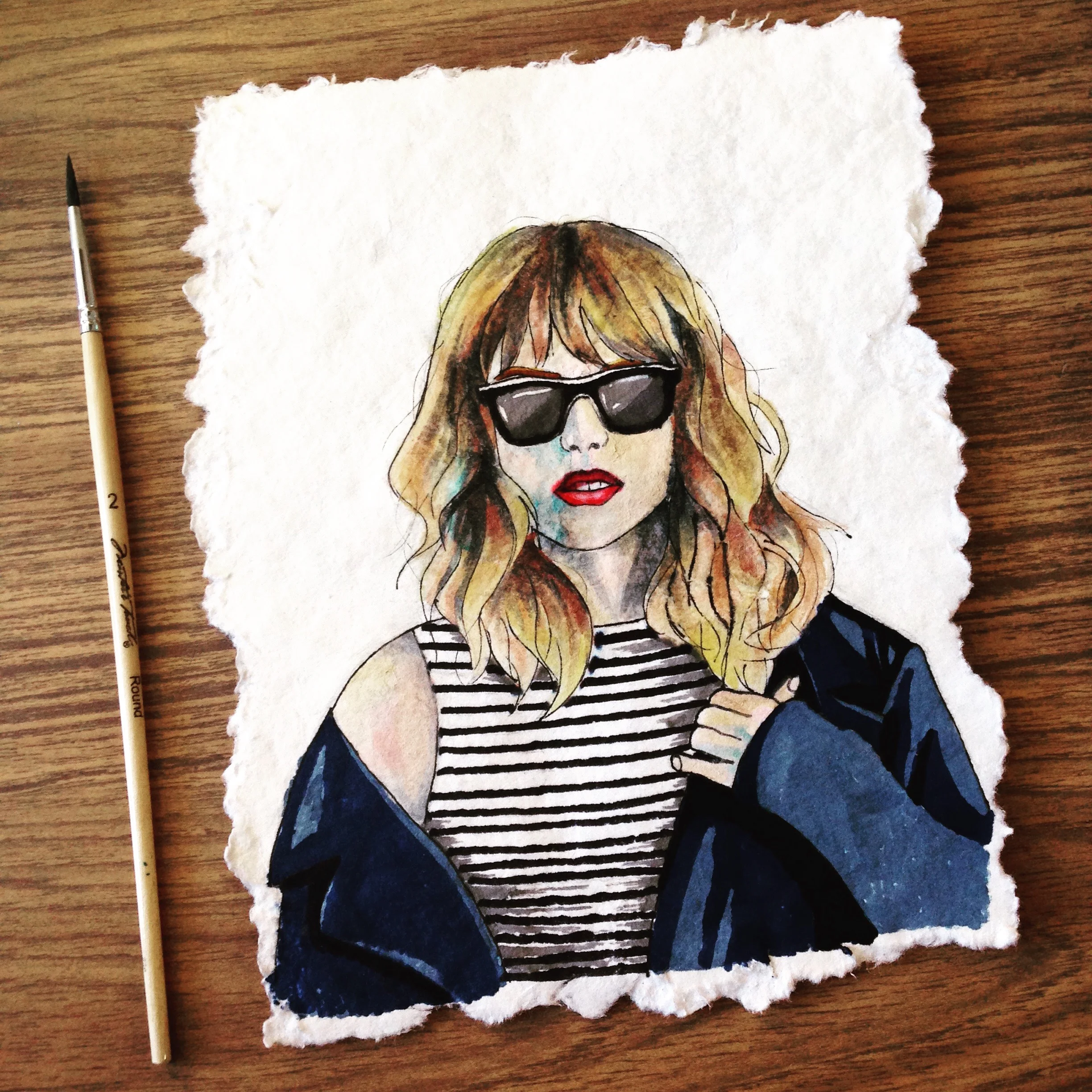  "Taylor Swift"  4" x 6"  Watercolor and marker  2017 