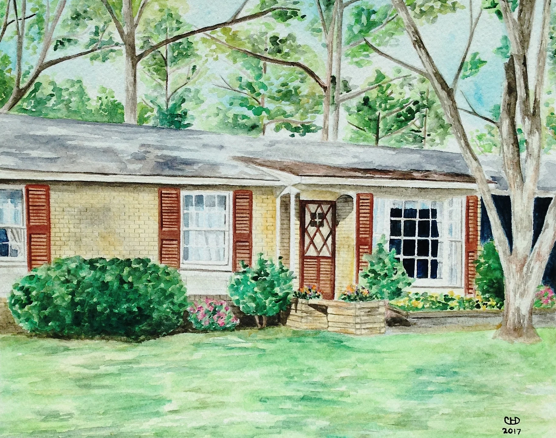  "The Garn House - 1989"  8" x 10"  Watercolor  2017 