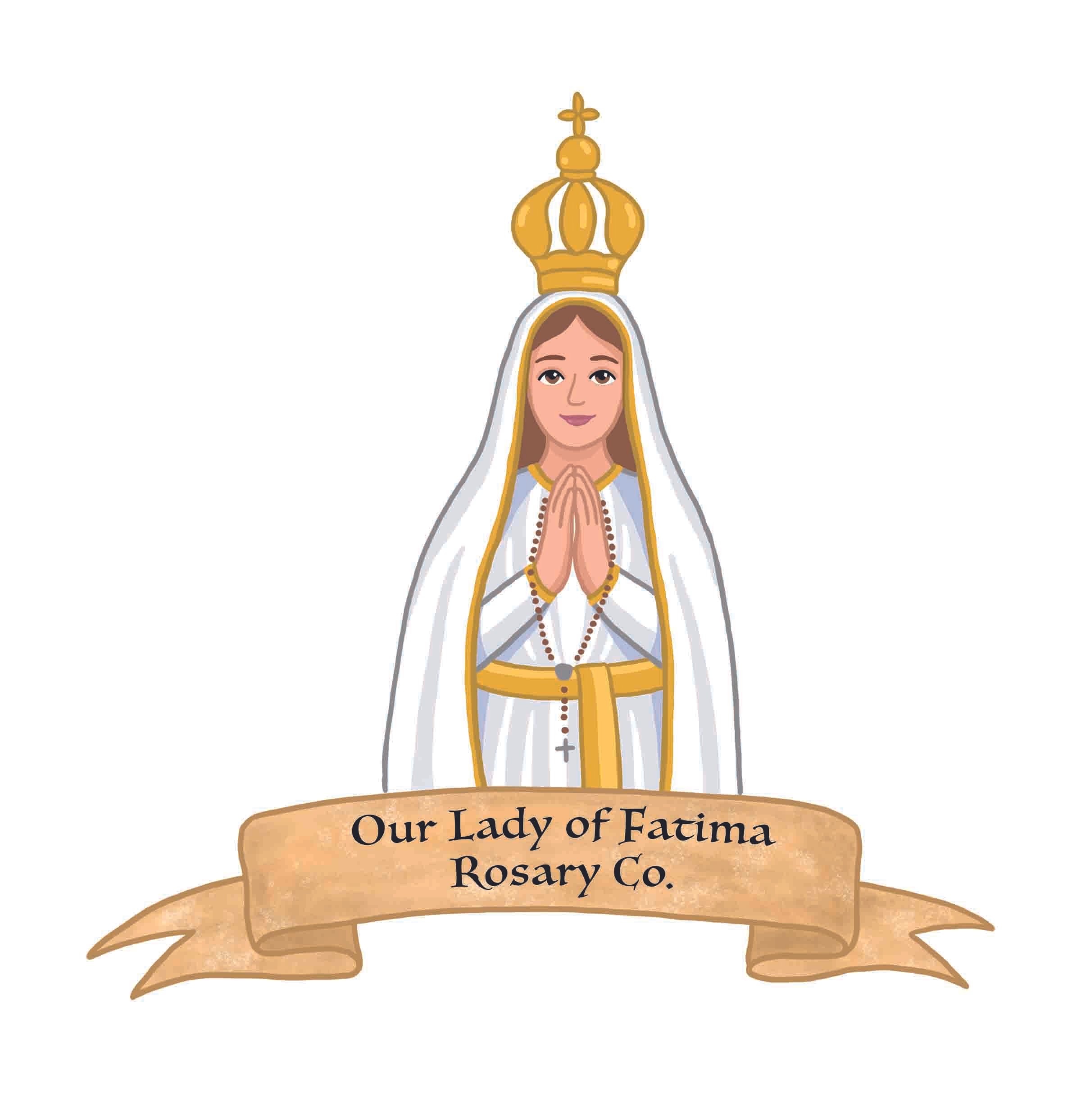 A logo created for Our Lady of Fatima Rosary Co. which specializes in handmade rosaries.