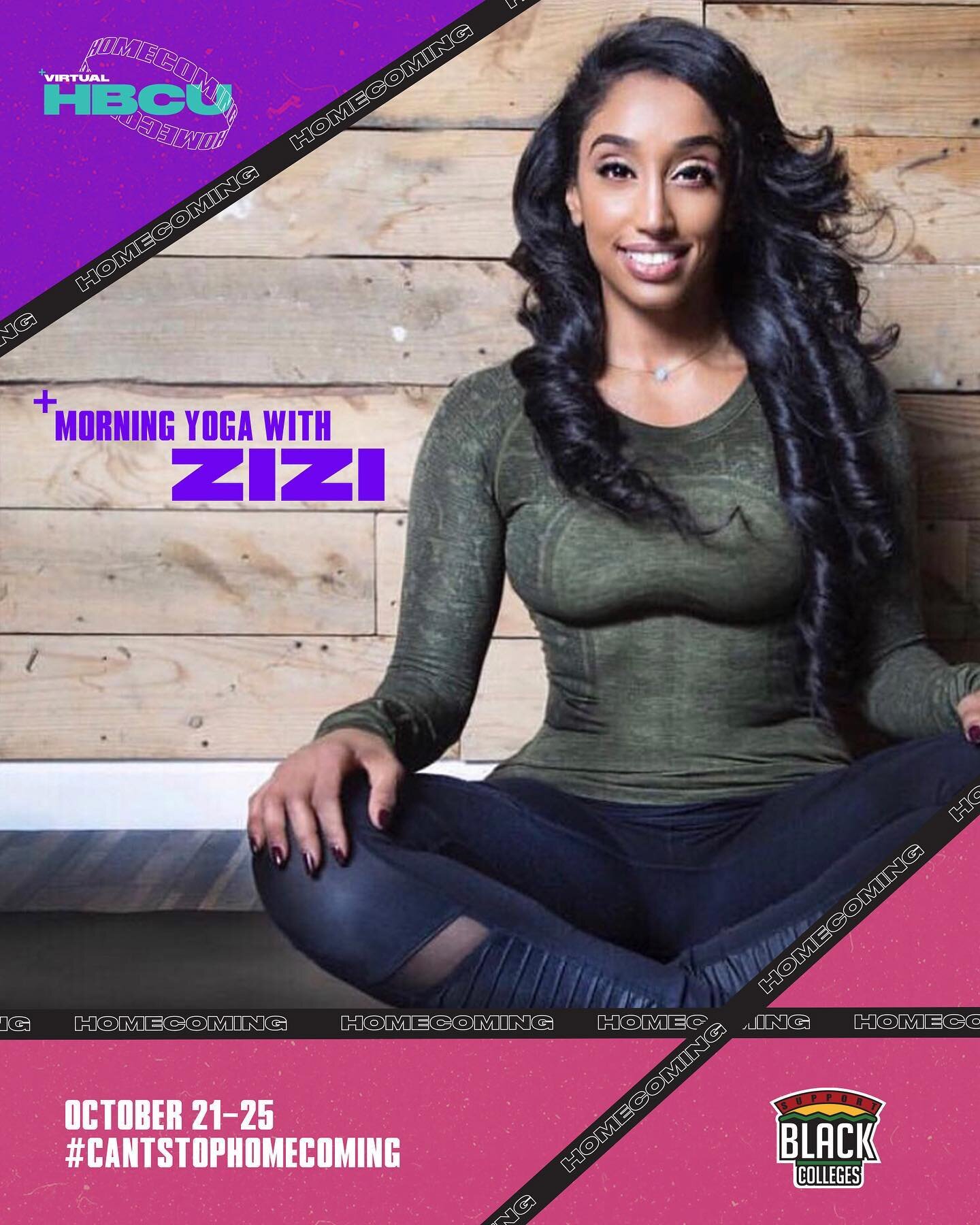 💜 #VirtualHBCUHomecoming in FULL EFFECT! 

Join my yoga session at the #VirtualHBCUHomecoming October 21st - October 25th! 

Follow @virtualhbcuhomecoming and go to virtualHBCUhomecoming.com for updates and more vibes! Honored to share the stage wit