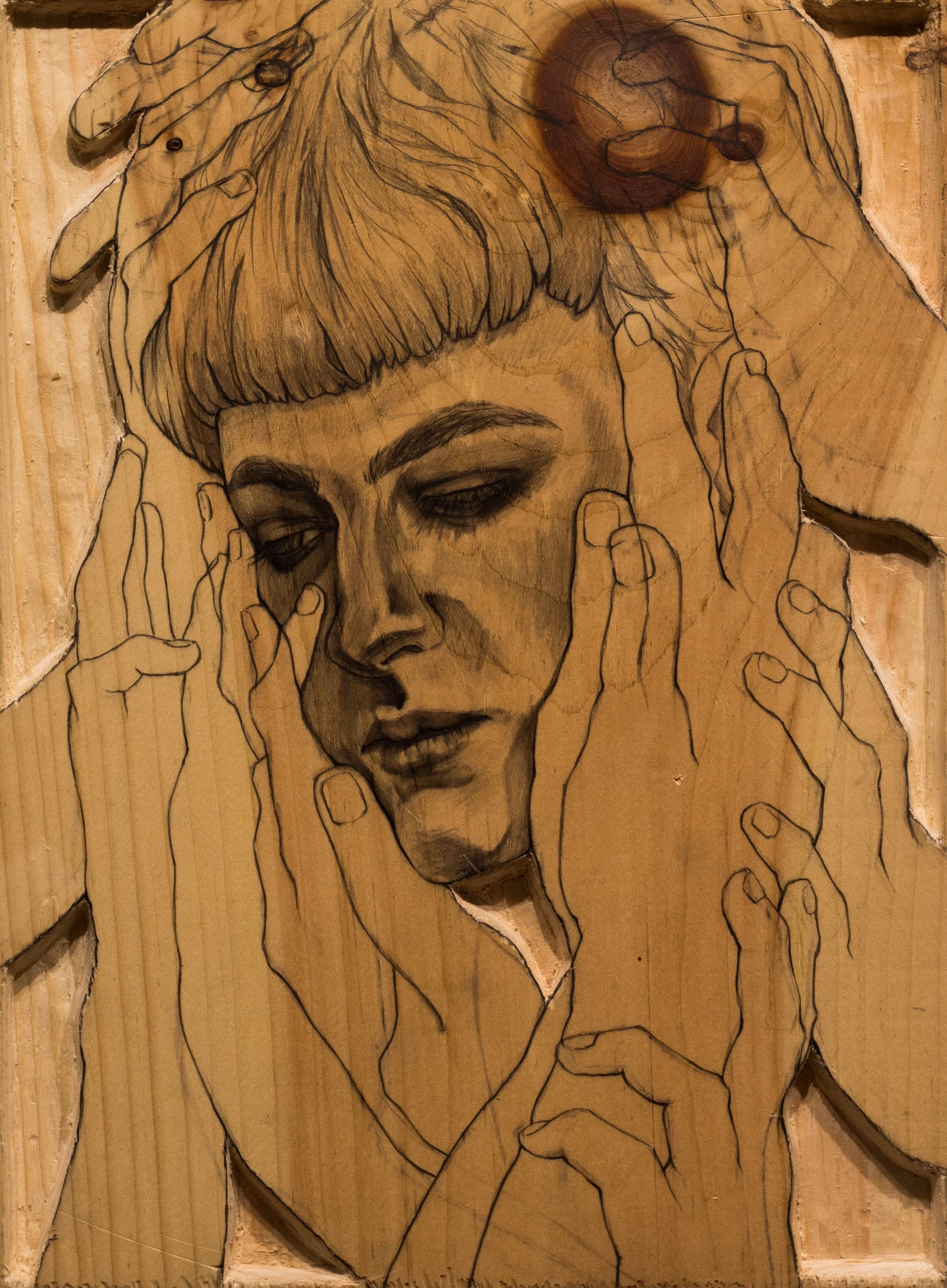  graphite on wood  