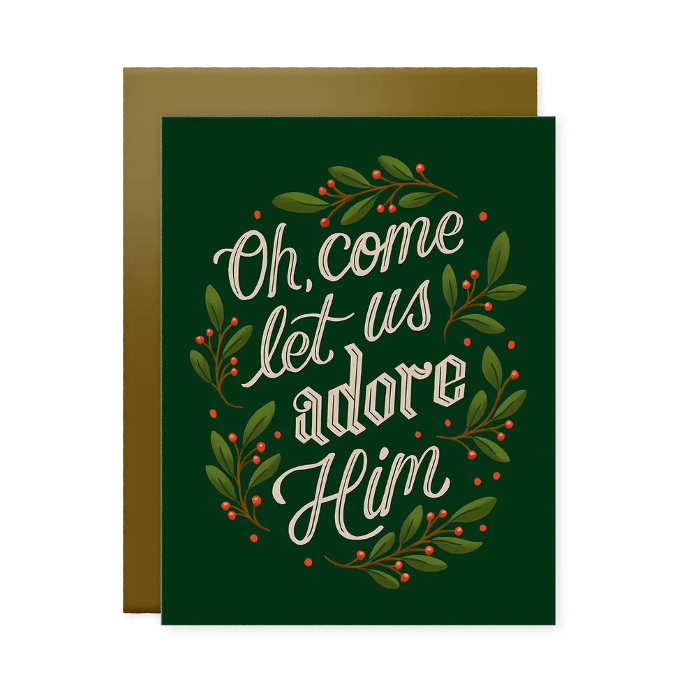 slightly blemished oh come let as adore him christmas card — naomi paper co. slightly blemished oh come