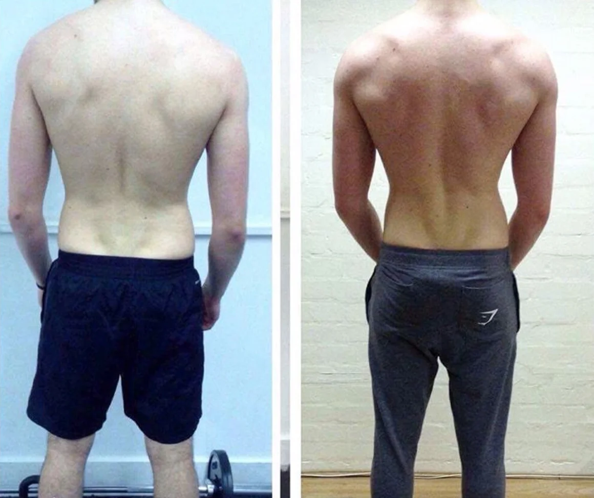 An example of a transformation from a guy who hadn’t done too much weight training before coming in to the studio. We worked on 6 week plans training 4 times a week and when this photo was taken were at week 24.