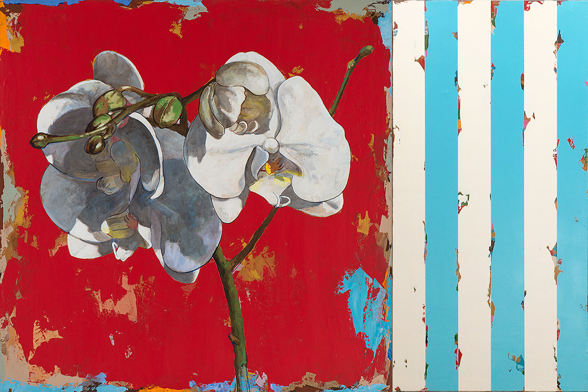 David Palmer, Flowers 6 with Blue Stripes
