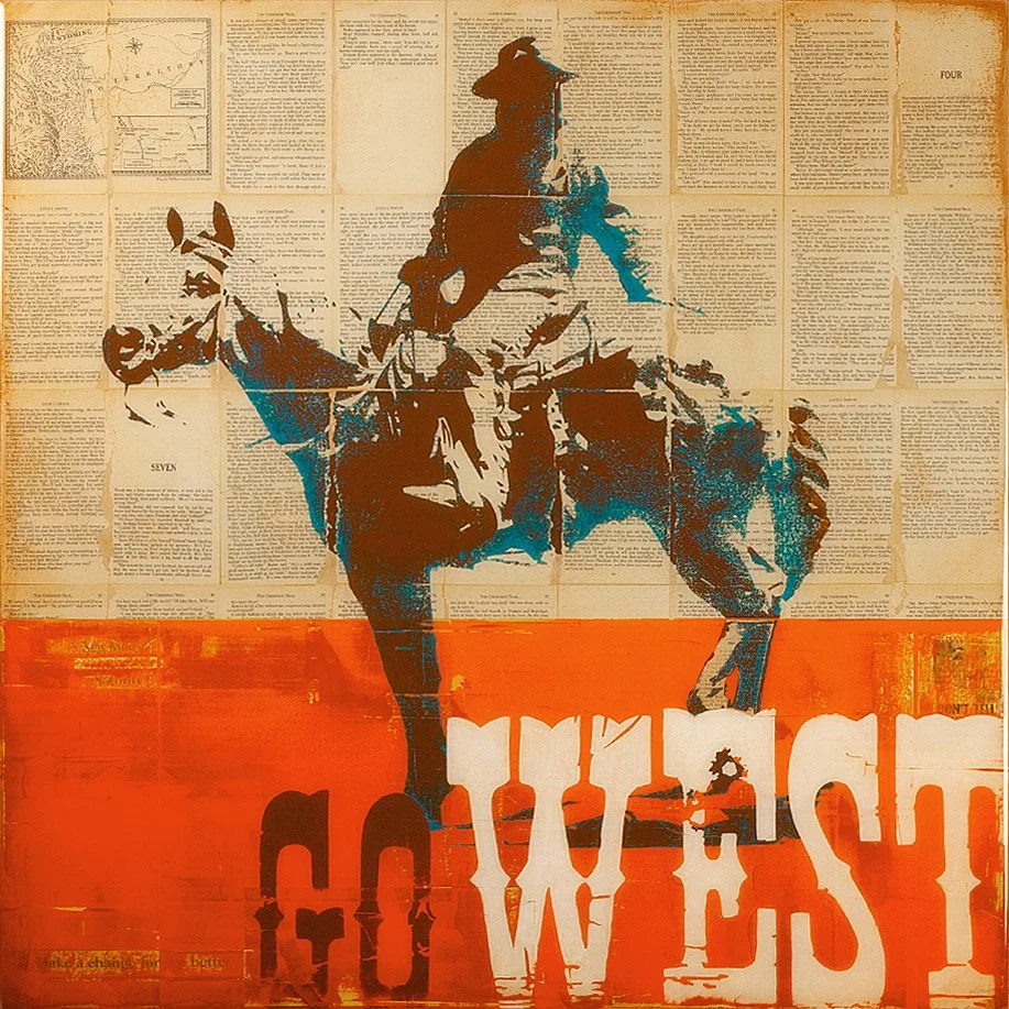 Prints Antique Cowboys Mountain Hills 