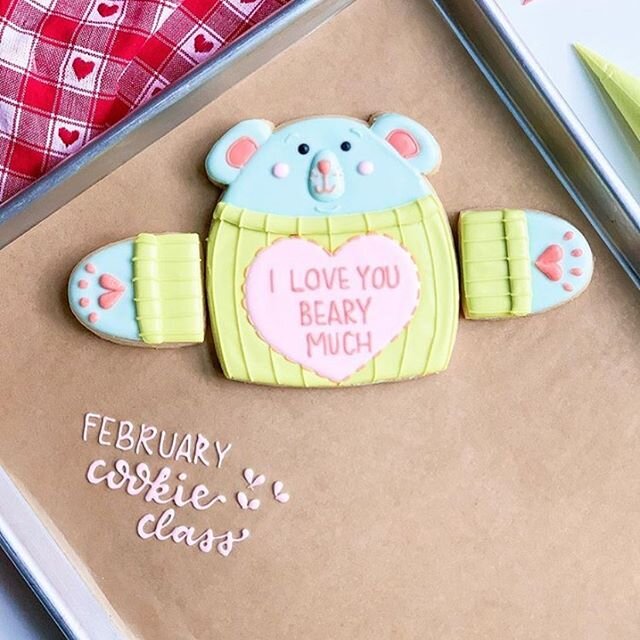 🌈Mik and Cookies Co. will be at our studio on February 8th &amp; 9th to teach you and a couple friends her mind blowing decorating skills! Click on the link her bio to sign up today to make this cutie Bear Hug cookie. Can&rsquo;t make it? Mik also o