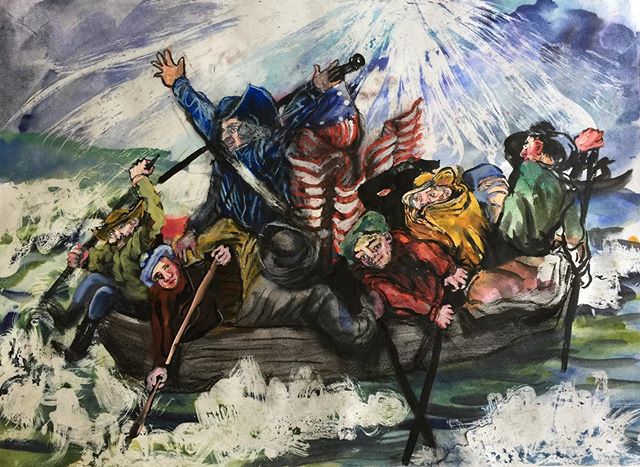 Washington crossing the Delaware, doing that thing from titanic