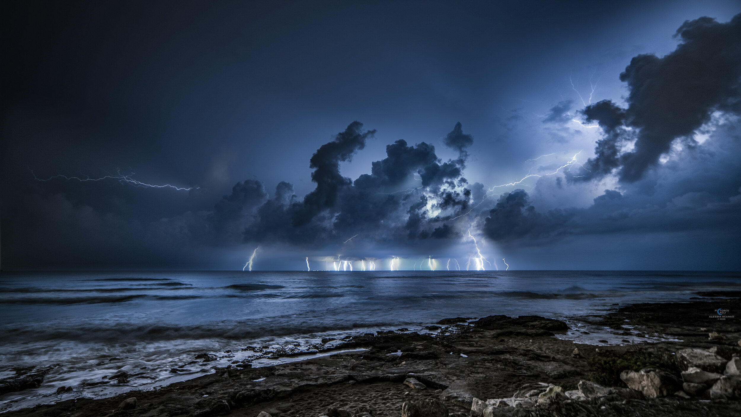 Thunderstorm on the Mediterranean Sea, November 27, 2020 by Alessia Scarso. Source.