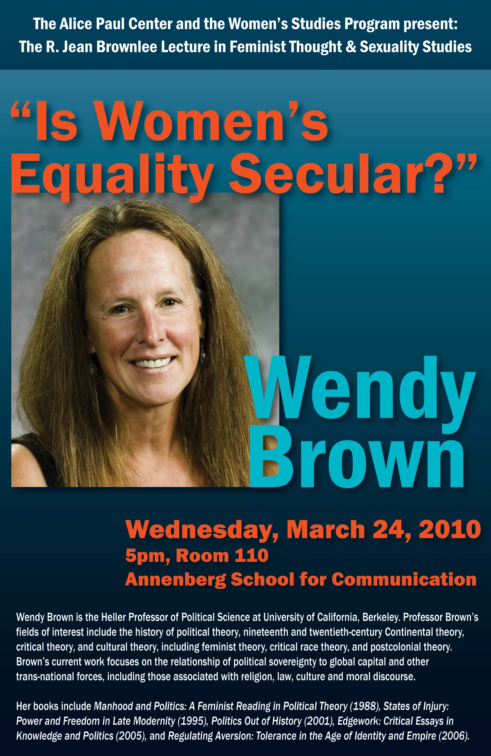Event poster, University of Pennsylvania Women's Studies Program