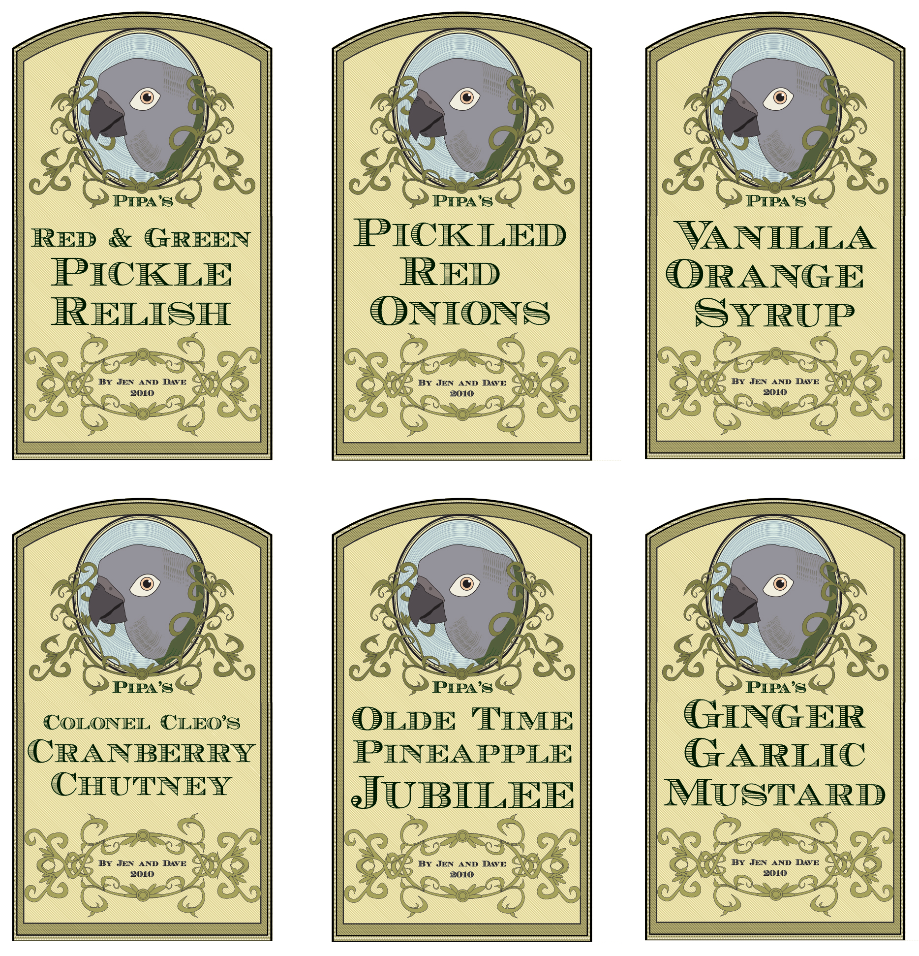 Food jar labels, personal project