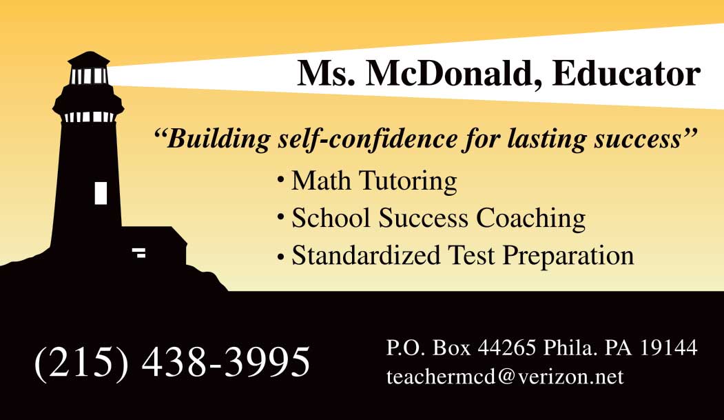 Business card, private tutor