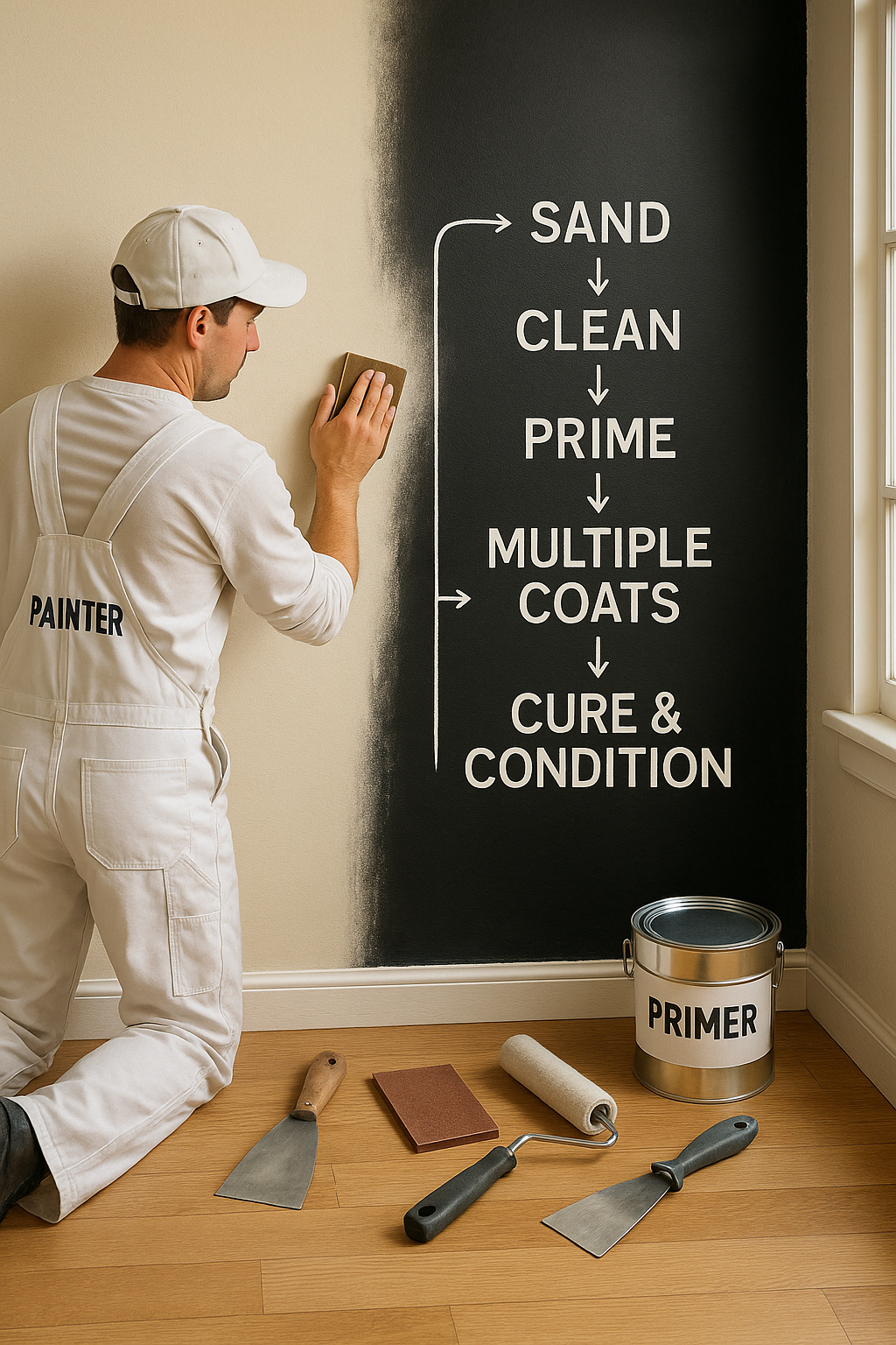 Man preparing wall to chalk paint it
