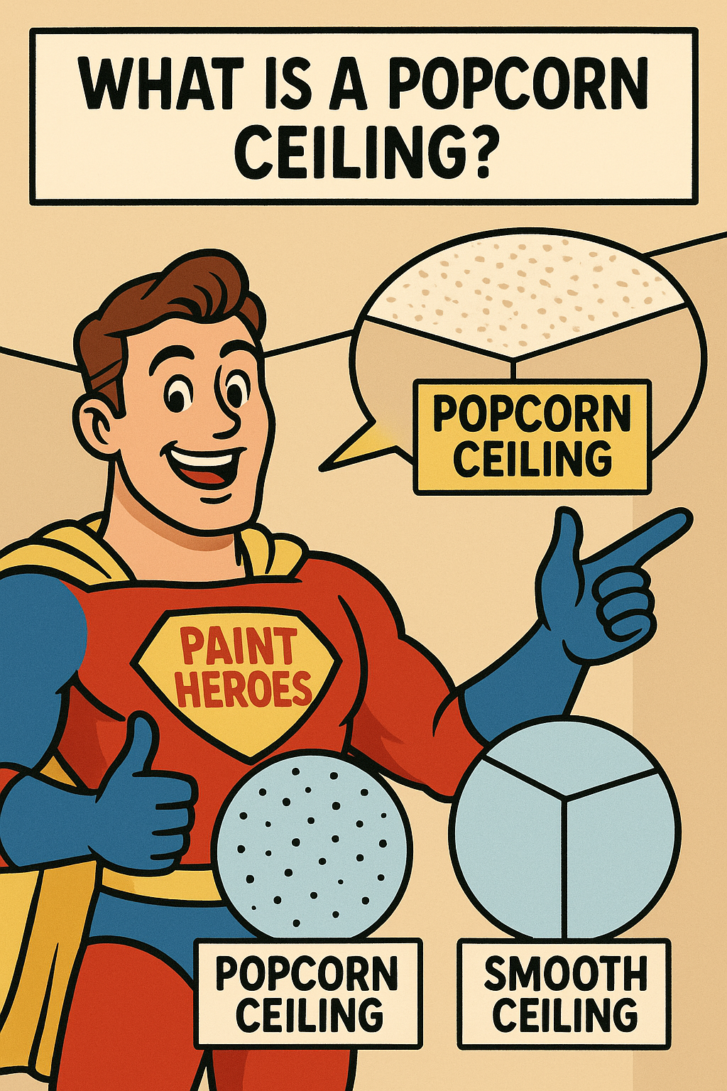 Cartoon of what is popcorn ceiling