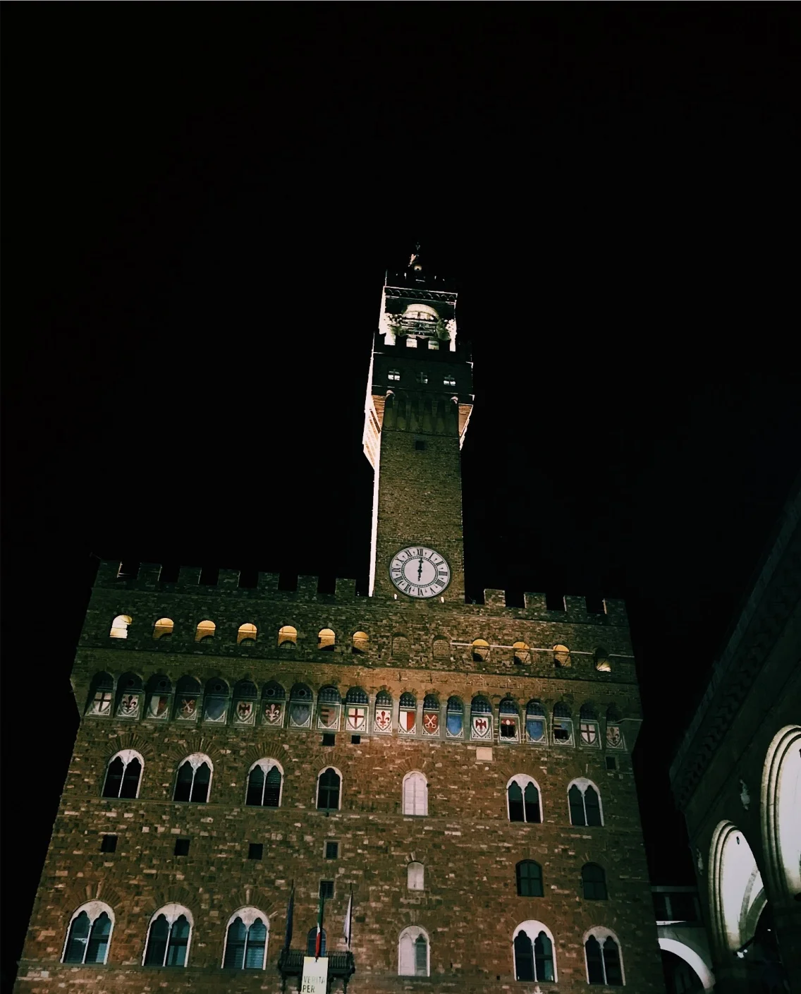 Palazzo Vecchio at night Florence, Italy 