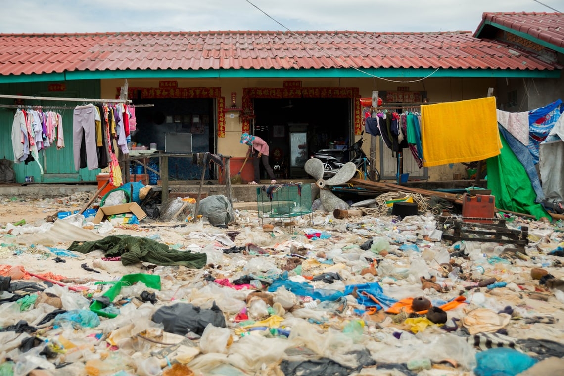 Not in my back yard? Plastic waste on the Cambodian coast at Sihanoukville.