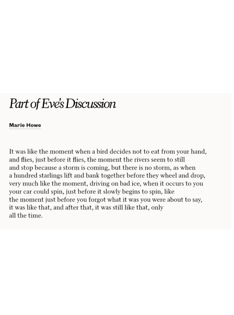 "Part of Eve’s Discussion," Marie Howe (Copy) (Copy)