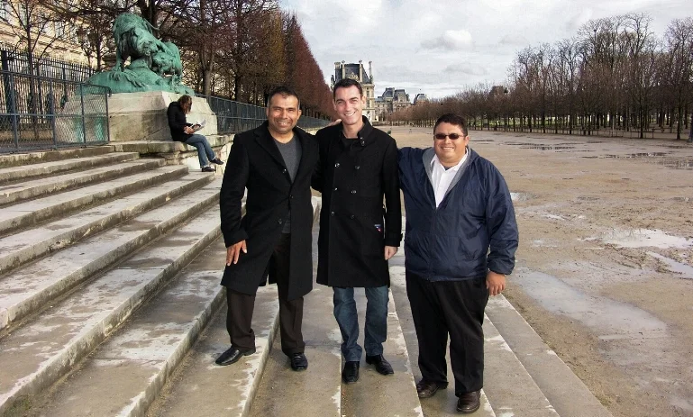 Gustavo A Yanez CFO,  strolling with investors at the Tuileries Gardens, Paris, France