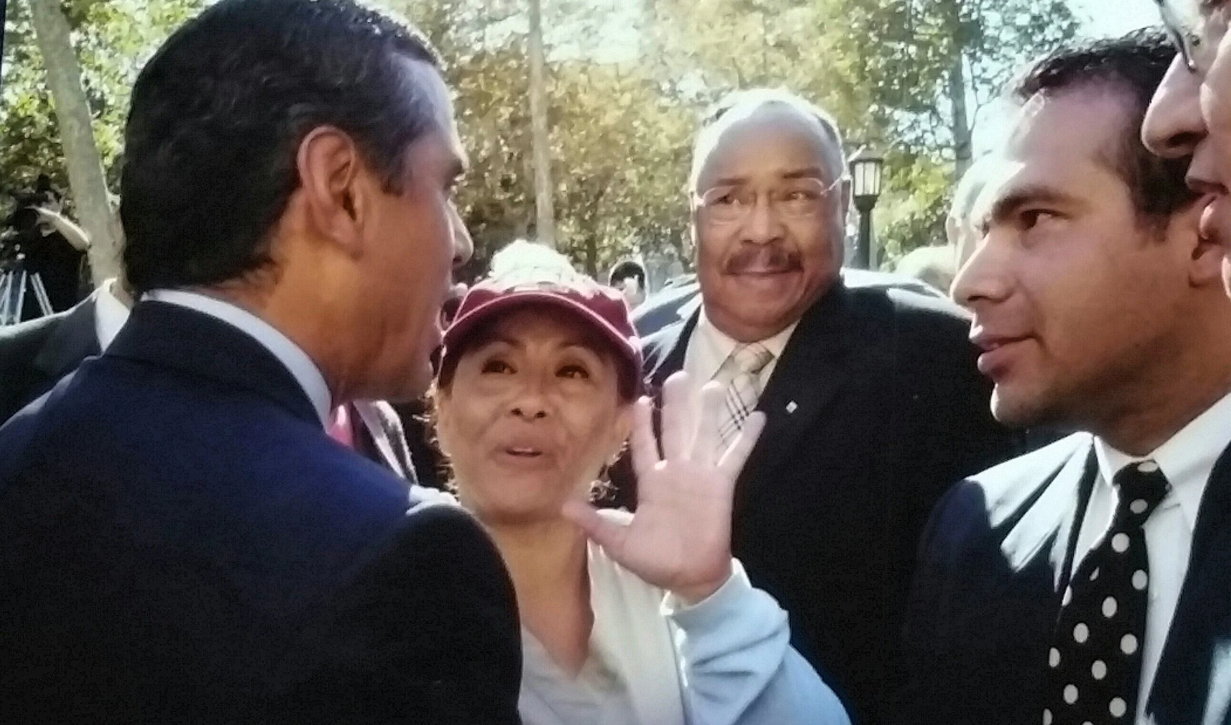 Then Los Angeles Mayor Antonio Villaraigosa and Gustavo A Yanez CFO