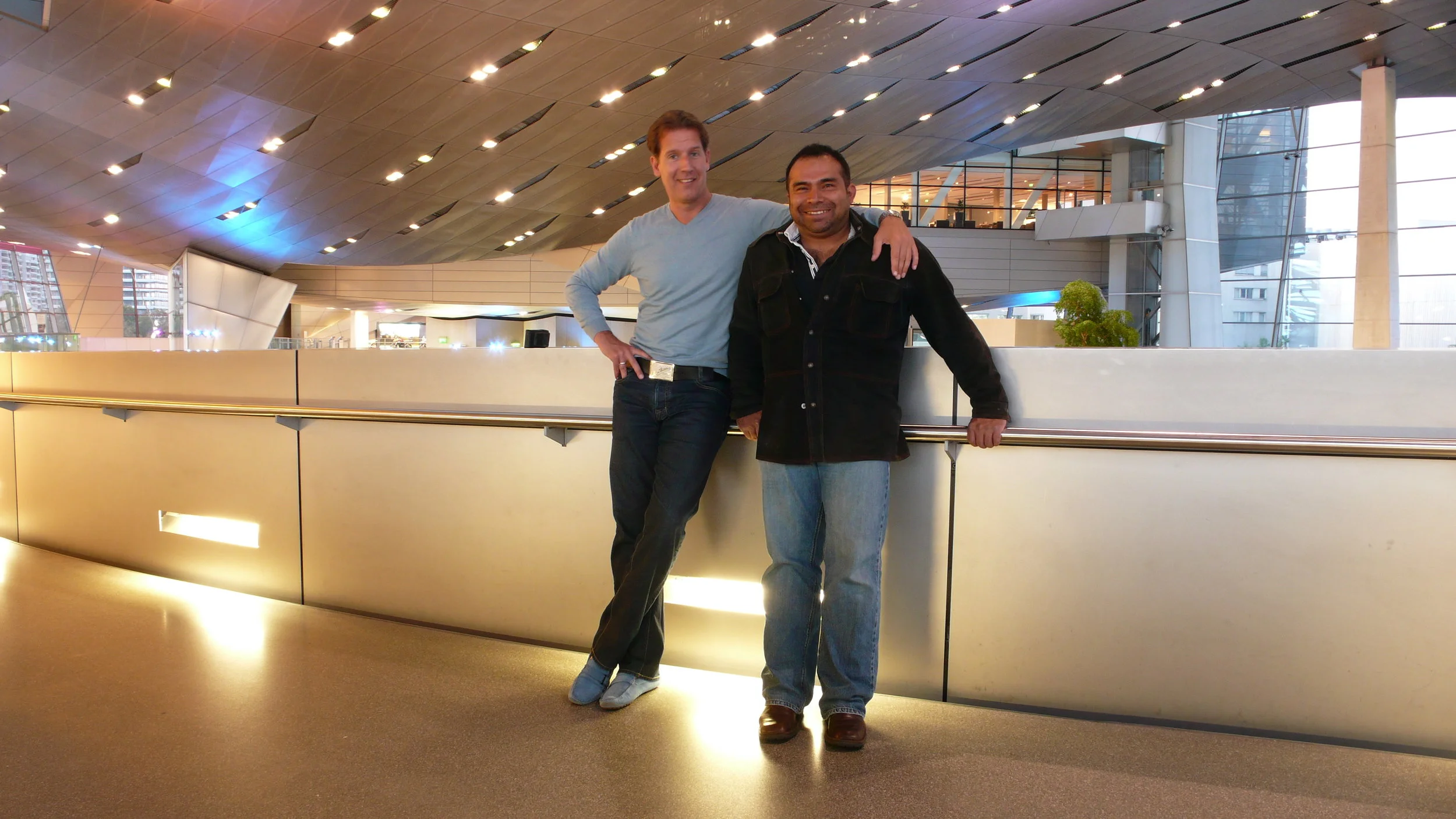 Guido Prick CEO of eCO2value, Environmental Director of BMW, Board Member of Global Oil and Gas, and Gustavo A Yanez CFO on a tour of BMW World Headquarters, Munich Germany