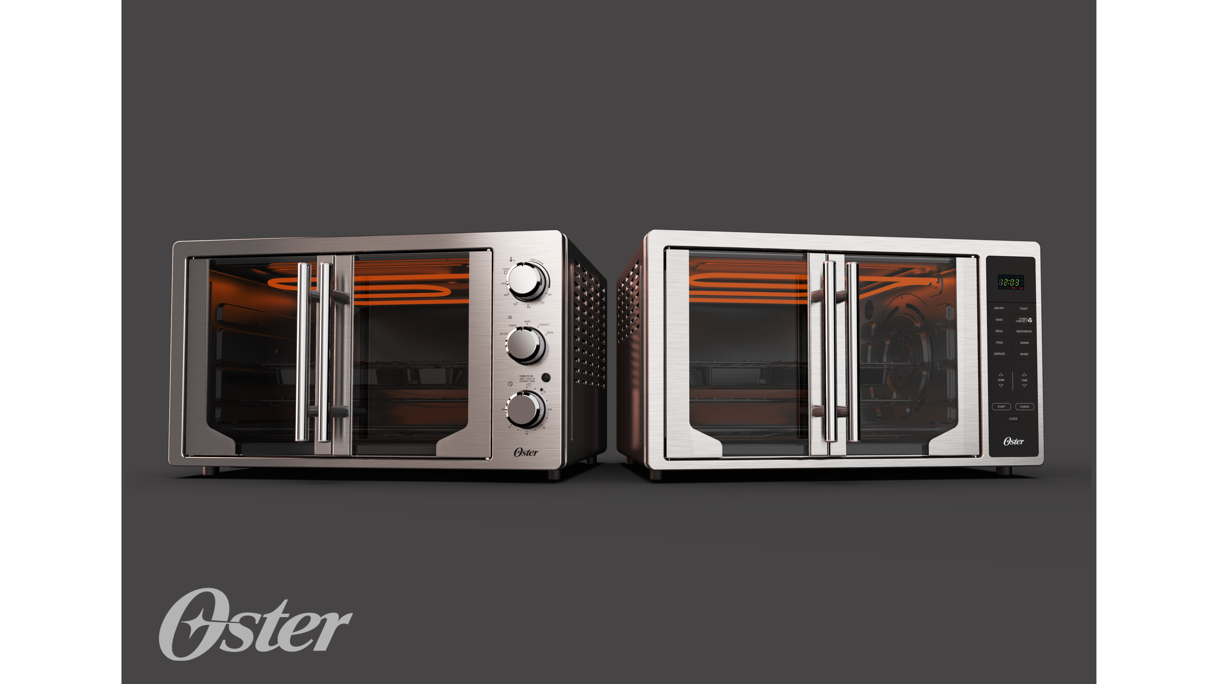 Oster French Door Convection Toaster Oven, Countertop Oven, Metallic &  Charcoal 