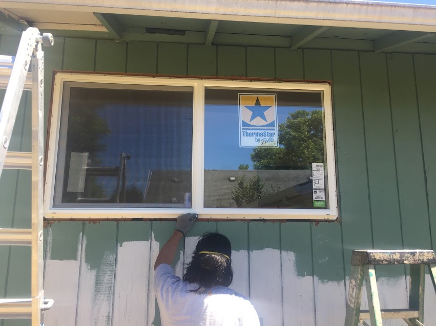 New windows are getting installed wherever the old aluminum frame signle pane windows are. This will help with heat retention, air sealing, and soundproofing the house. There's also rebates for swapping in new windows in rental units. 