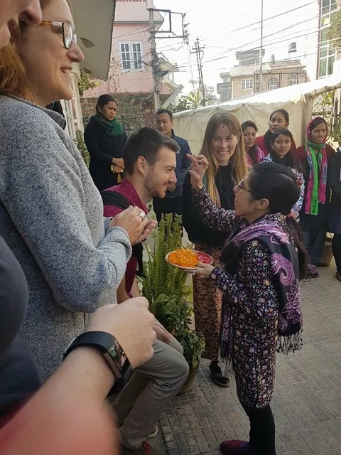 Sandhya welcoming us to the Seven Women Centre in Nepal
