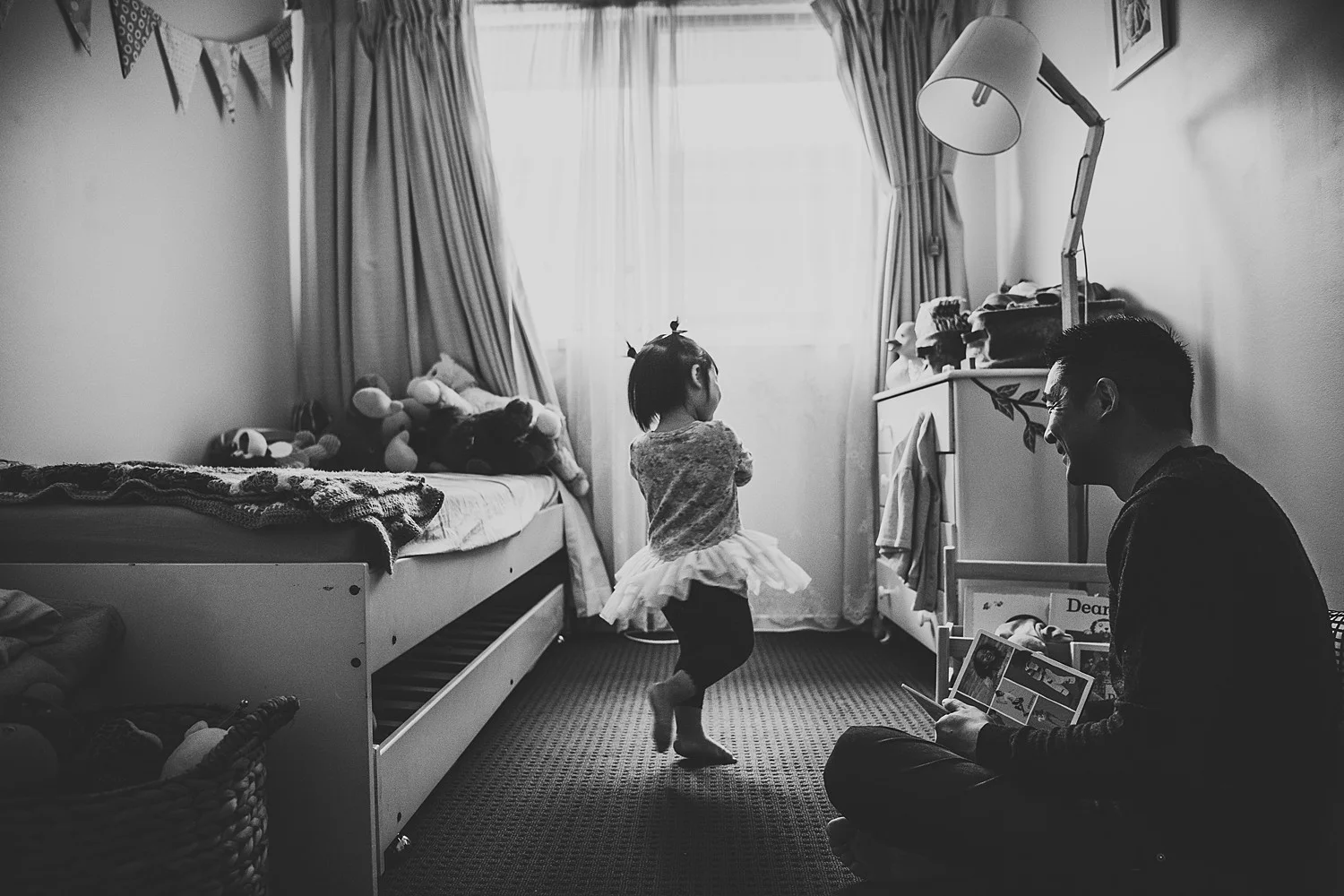 toddler dancing with daddy