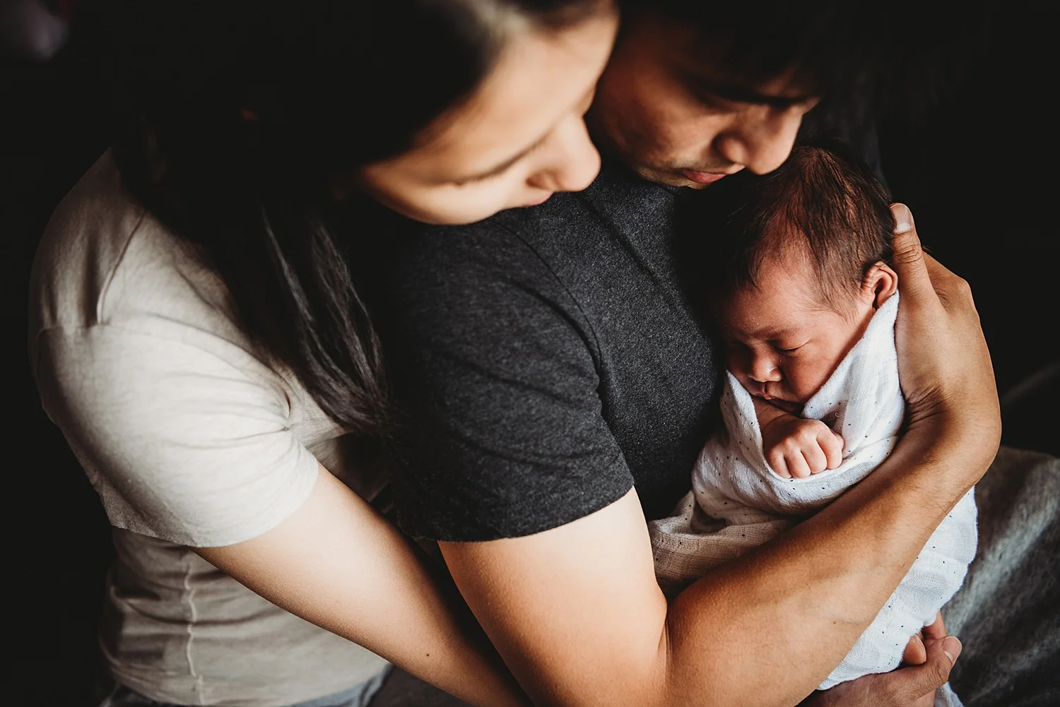 family snuggling together