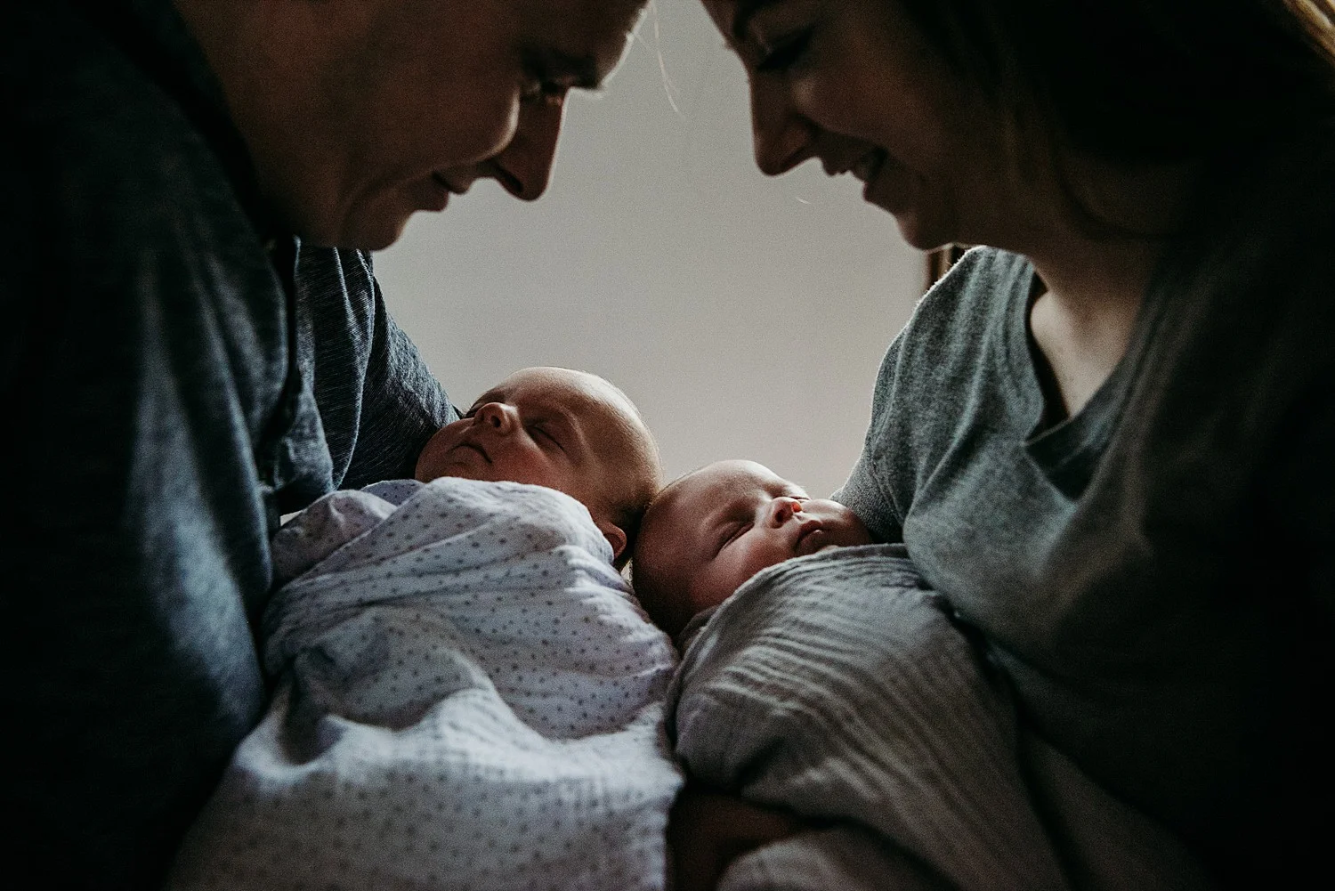twin babies in beautiful light