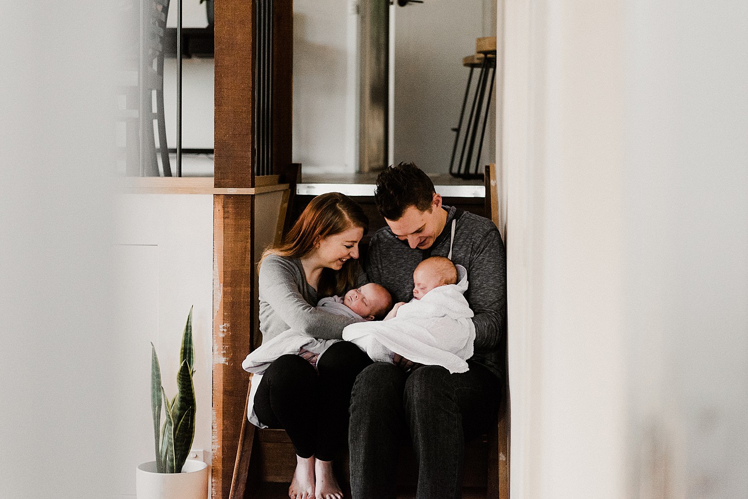 twin babies and parents