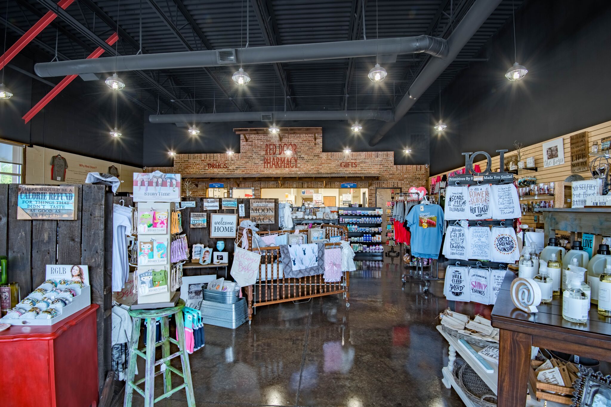 Gift shop and pharmacy viewed from the front windows