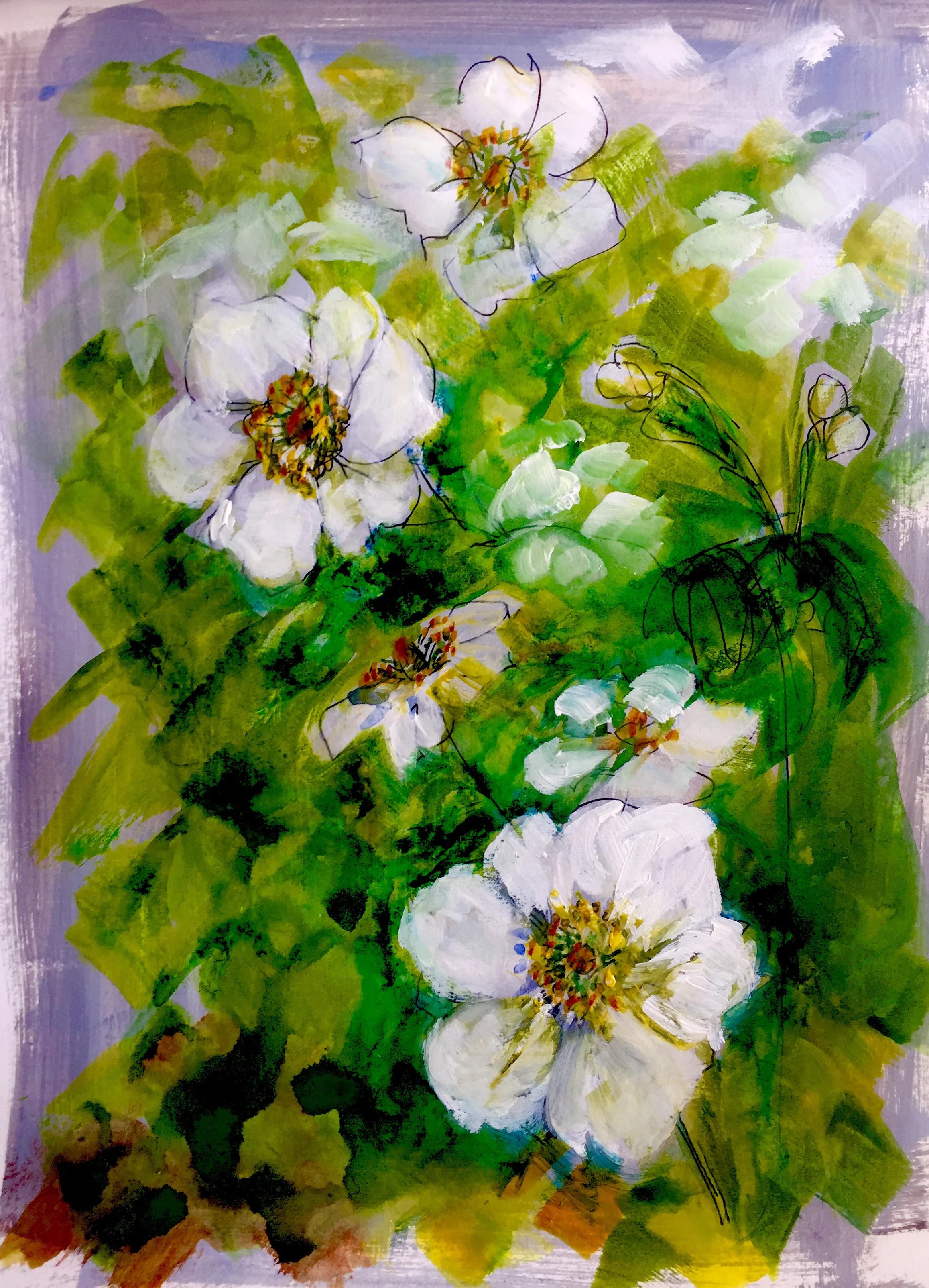 White on Green | 8" x 6" | Watercolour