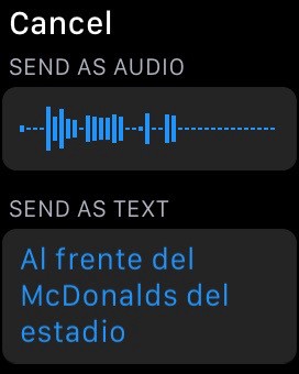 Nótese que la interfaz del reloj está en inglés, pero mi texto en español se detectó sin problema.