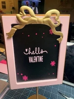 Bow picture frame that says hello valentine
