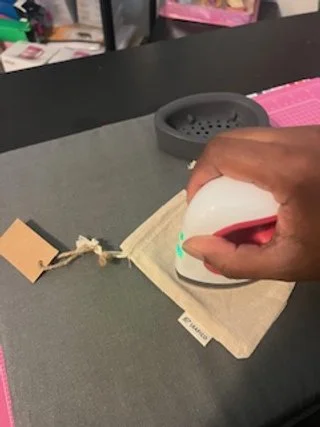 Ironing on a Christmas Tree on a cotton bag