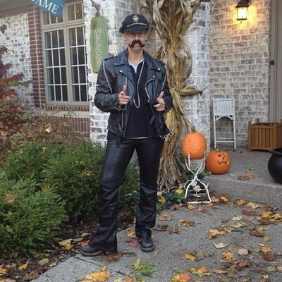 HAPPY HALLOWEEN NIGHT!! 

This costume was from years and years ago when I could actually fit in leather pants 😂. My friends and I trick or treated in our neighborhood with our elementary age children and our group costume was the Village People. 

