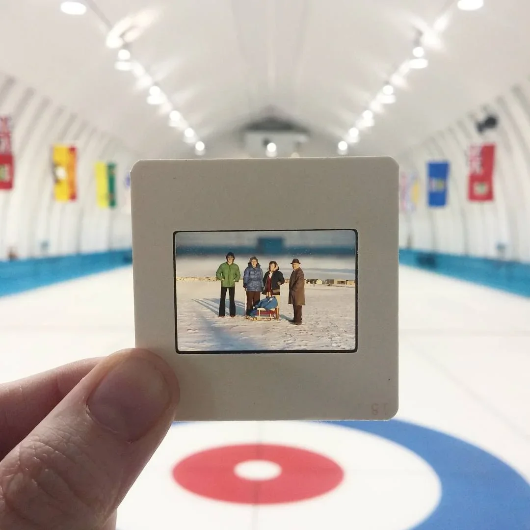    Pocket Full of Slides     An ongoing project involving an ever-expanding collection of slide photographs. I originally purchased a box of slide photos from a thrift store and started carrying a few in my pocket to “insert” into present-day Montrea