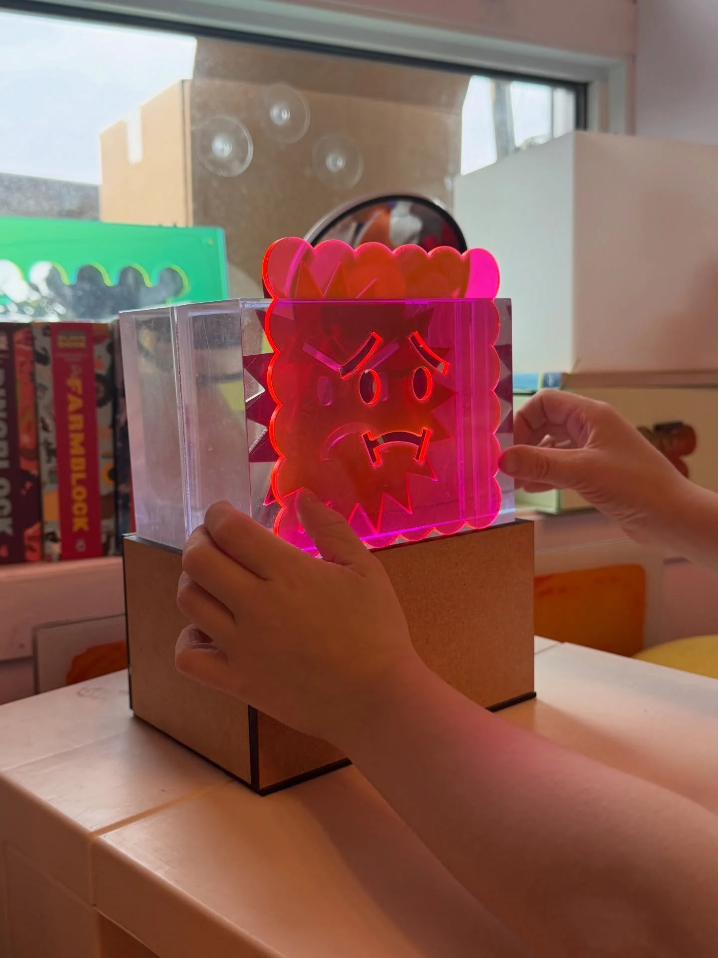 Early iteration of a feelings signal light. A silent signal for people to be able to communicate how they are feeling, without needed to talk, or engage with others. I&rsquo;m at the point of being able to customize the light and base (the one pictur