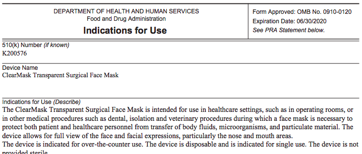 ClearMask receives FDA clearance for world’s first fully transparent surgical mask