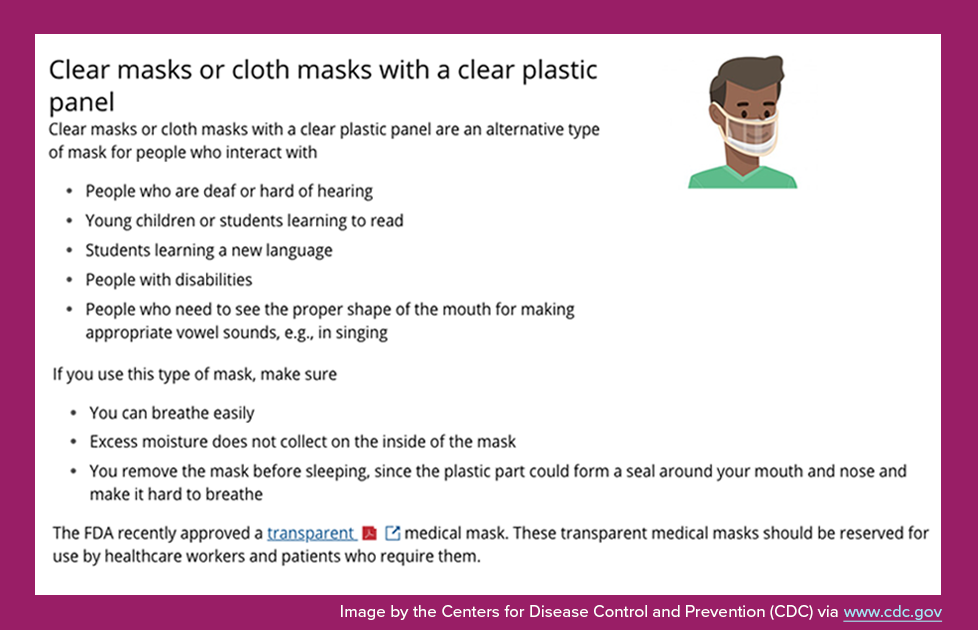 College student makes face masks with plastic window for deaf and