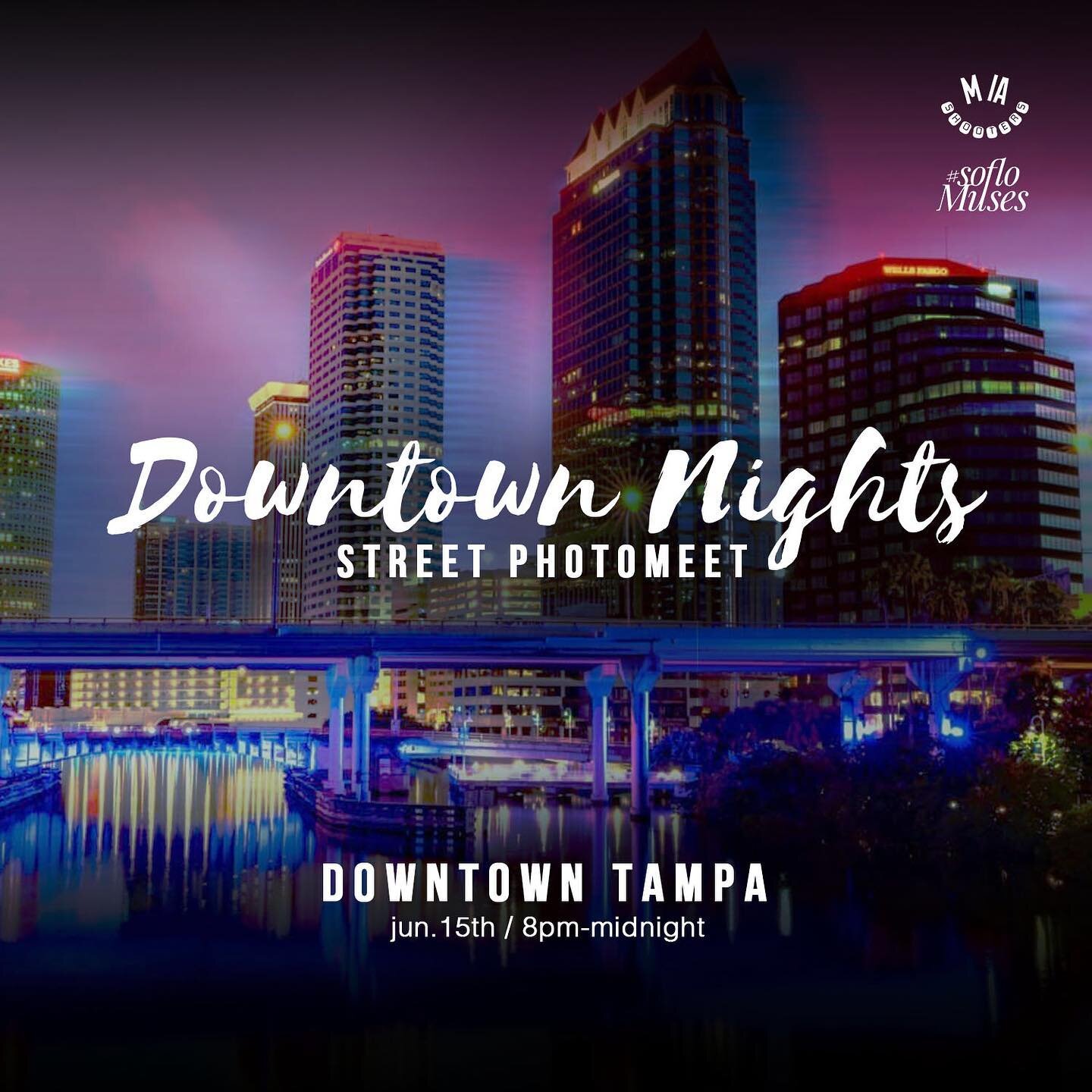 📸Up Next: #DowntownNightsTPA ✨📸
.
Cinematic nighttime vibes enhanced by RGB lighting with invited models! Let&rsquo;s take over Downtown #Tampa! 📸 Hosted by @dirtylen5 of @MIAShooters!
.
#downtownnights #soflomuses #miashooters #streetphotography 
